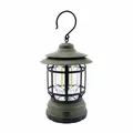 Vintage olive green rechargeable camping lantern with COB LED and black hanging hook - L17 Battery Type (Large) / 115*186mm / Green