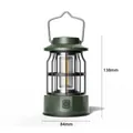 Retro green portable camping lantern with COB LED light, dimensions 138mm by 84mm - L801S (84x138mm) / Green