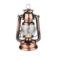 Vintage oplaadbare LED-campinglantaarn met koper-bronzen afwerking voor gebruik buiten - Klein (L244) / Oplaadbaar model / Verkoperd