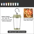 Olive green LED camping cup light with 1.5m warm white bubble string light, USB powered - Pine Green Cup Light + 1.5m Bubble Ball String