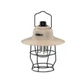 Portable beige retro LED camping lantern with black protective metal cage and handle - L797 Small / 160*175mm / Luxury White