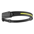 Ultra-lightweight black silicone LED headlamp with COB strip and adjustable strap for night running - H300 (With Induction)