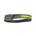 USB rechargeable wave induction LED headlamp with COB floodlight and green silicone strap - H300 Army Green