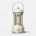 Lanterne de camping LED style colonne romaine avec poignée métallique et variateur - Grand Modèle à Piles Blanc