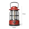 Red retro outdoor camping lantern with 175mm height and integrated portable handle - L801B Red (Battery Powered) 101*175mm