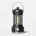 Lanterne de camping LED portable style colonne romaine avec bouton réglable et poignée - Grand Modèle à Piles Noir