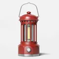 Lanterne de camping LED rouge style colonne romaine, veilleuse avec poignée en métal - Grand Modèle à Piles Rouge