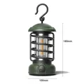 Vintage LED camping lantern with Type-C charging, portable outdoor hanging tent light - L803B Army Green (Large Style - Battery Powered) / 100x180mm / Army Green