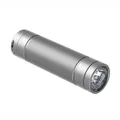 Silver portable LED flashlight and hand warmer device with anti-slip spiral texture grip - Rechargeable Model (JD-F927) / Gray