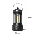 Professional portable vintage LED camping lantern in black with Type-C charging cable - L800B Black (Battery Powered) 101*211mm