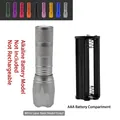 Grey aluminum alloy outdoor LED flashlight with AAA battery holder and variant options - Grey Dry Battery Type (Battery Not Included)