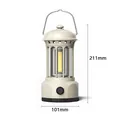 Retro LED rechargeable camping lantern in off-white beige for outdoor tent lighting - L800B Cream (Battery Powered) 101*211mm