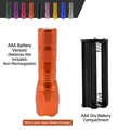 Orange LED flashlight made of aluminum alloy with AAA battery holder, non-rechargeable - Orange Dry Battery Type (Battery Not Included)