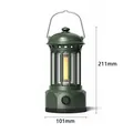Retro dark green LED camping lantern with Type-C charging, dimensions 101x211mm. - L800B Green (Battery Powered) 101*211mm