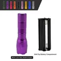 Compact purple aluminum alloy LED zoomable flashlight with AAA battery holder - Purple Dry Battery Type (Battery Not Included)