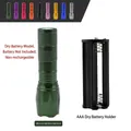 Dark green aluminum alloy LED flashlight variant including AAA battery holder component - Dark Green Dry Battery Type (Battery Not Included)