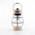 Lanterna da campeggio LED ricaricabile retrò beige con gabbia protettiva in metallo - Grande (L798B) / Bianco Lusso