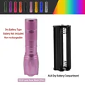 Pink aluminum zoomable high power LED flashlight with AAA battery holder for outdoor use - Pink Dry Battery Type (Battery Not Included)