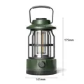 Portable retro dark green LED camping lantern with Type-C charging and dimensions 175x101mm - L801B Green (Battery Powered) 101*175mm