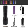 Professional rechargeable T6 LED flashlight set including battery, USB charger and lanyard - Black Large (Rechargeable Kit)