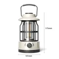 Retro portable LED camping lantern with Type-C charging and 175mm height dimension - Large Beige Battery Style (L801B) / 101*175mm