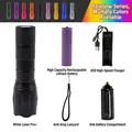 Professional black rechargeable LED flashlight set with battery, USB charger and accessories - Black Laser (Rechargeable Kit)