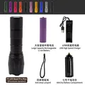 Rechargeable high-power LED flashlight set with lithium battery and USB charger - Black Extra Large Premium (Rechargeable Kit)