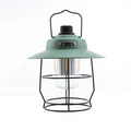 Portable vintage green LED camping lantern with metal guard and Retro Lamp tag. - L797B Large / 203*212mm / Lime Green