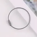 Durable grey stainless steel wire keychain loop with secure screw fastener for DIY crafts - Gray