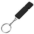 Durable black aluminum emergency survival whistle with silver keyring for outdoors - Black