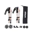 Set of two foldable aluminum alloy trekking poles with storage bag and various accessories - 2 Pieces Pack / Two Gold