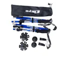 Blue foldable aluminum trekking poles set with external lock, accessories and storage bag - 2 Pieces Pack / Two Blue