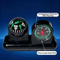 Close-up detail of automotive compass and thermometer ball with durable ABS shell for car dashboard - Black