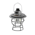 Portable silver retro LED camping lantern with handle for outdoor camping tent lighting - 1200mAh Iron Base Style (L794) / Quiet Grey