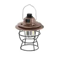 Retro bronze LED camping lantern with USB charging port and protective wire cage design - Vintage Copper