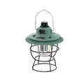 Retro green rechargeable LED camping lantern with metal handle and protective cage. - Lime Green (L795)