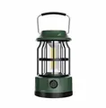 Portable retro camping lantern in army green with solar charging and COB light - L901BR (100*164.5mm) / Green