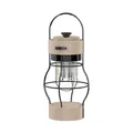 Vintage oplaadbare campinglantaarn in kaki kleur met een zwarte metalen kooi - L798B Groot / Luxe Wit