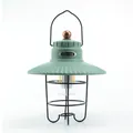 Vintage saliegroene LED campinglantaarn met metalen kooi en draagbare ophangbeugel - L796B / 193x230mm / Limegroen