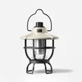 Vintage-style LED camping lantern with beige hood and black cage on white background - L805 Style / Battery Powered / Off White