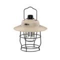 Retro beige oplaadbare LED kampeerlantaarn met zwart draadrooster en stevig handvat - L797B (203x212mm) / Groot Luxe Wit