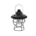 Portable rechargeable vintage LED camping lantern with black cage for outdoor tents - Classic Black (L795)