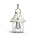 Vintage style LED rechargeable pinecone camping lantern with hanging hook in cream - L804B Style / Large Battery Powered / Off White