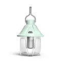 Retro pinecone style LED rechargeable camping lantern in light green with hanging hook - L804B Style / Large Battery Powered / Green