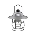 Retro zilveren LED campinglantaarn met zwarte metalen kooi en handvat - L797B (203x212mm) / Groot Rustig Grijs