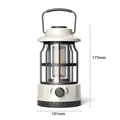 Retro rechargeable LED camping lantern in off-white finish with 175mm height dimension - L801B Medium-Large (Battery Powered) / 101*175mm / Off White