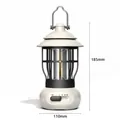 Retro cream and black LED camping lantern with handle and dimmable switch, 185mm height - Upgraded L792 (Battery Powered) / Off White