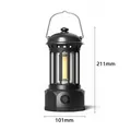 Portable rechargeable retro black camping lantern with size dimensions 211mm x 101mm - L800B Large (Battery Powered) / 101*211mm / Black