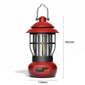 Lanterne de camping LED vintage rouge rechargeable, dimensions 185 mm par 110 mm - L792 Améliorée (À Piles) / 110*185mm / Rouge