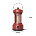 Vintage red LED camping lantern with handle, 211x101mm portable outdoor light. - L800B Large (Battery Powered) / 101*211mm / Red